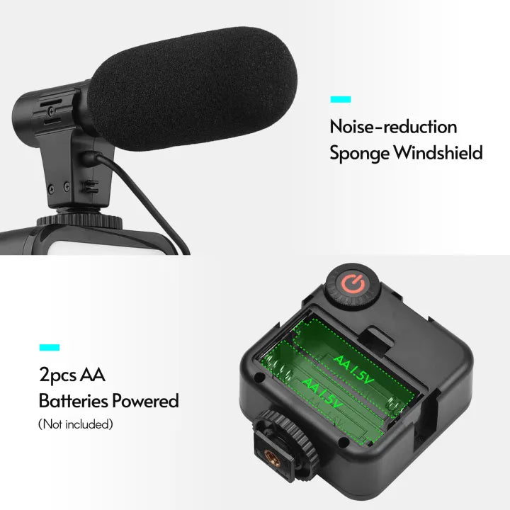 Ay-49 Vlogger Video Making Kits Vlog Microphone Led Fill Light Mini Tripod Mobile Holder