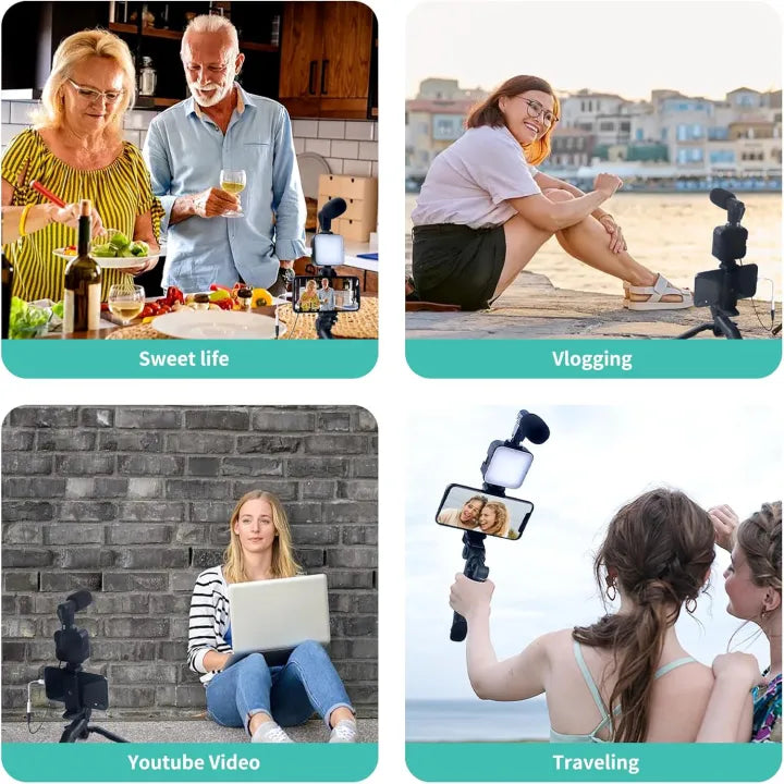 Ay-49 Vlogger Video Making Kits Vlog Microphone Led Fill Light Mini Tripod Mobile Holder