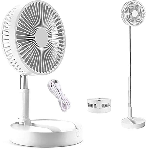 Telescopic Folding Fan, Mini Electric Desktop Fan, Portable Summer Rechargeable Fan, Multifunctional Adjustable Table Fan, Silent Table Top Personal Fan, Super Mobile Stand Folding Fan
