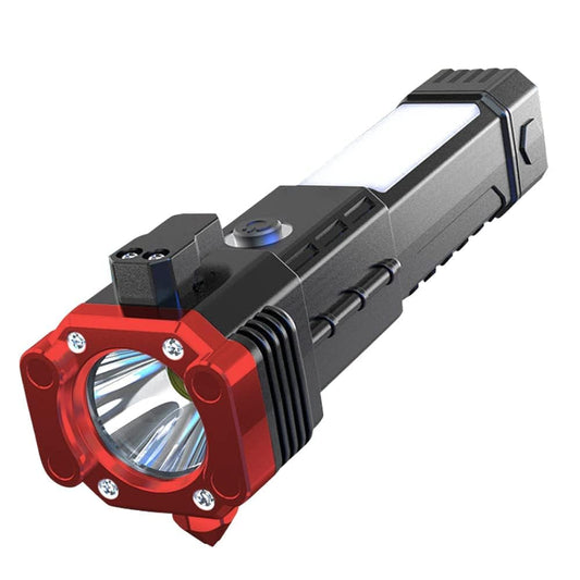 High-power Led Torch Light Rechargeable Flashlight And Multi Functional Tactical Hammer & Power Bank To Charge The Phone With Box ( Random Color )