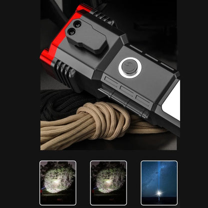 High-power Led Torch Light Rechargeable Flashlight And Multi Functional Tactical Hammer & Power Bank To Charge The Phone With Box ( Random Color )
