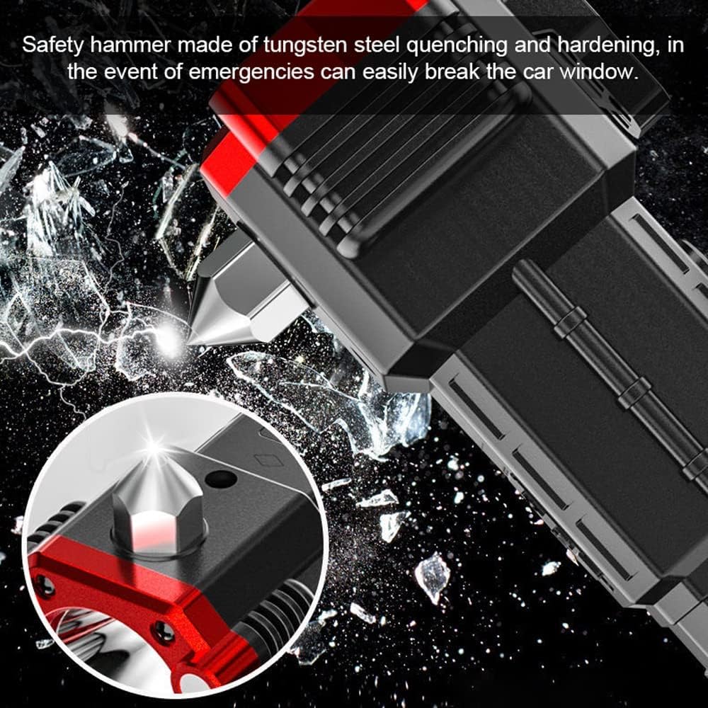 High-power Led Torch Light Rechargeable Flashlight And Multi Functional Tactical Hammer & Power Bank To Charge The Phone With Box ( Random Color )