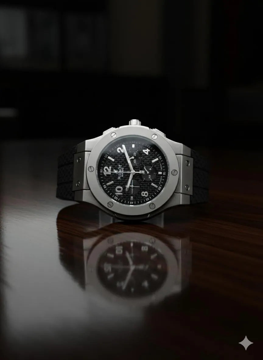 Hublot Big Bang Chronograph – Steel & Ceramic with Black Structured Rubber Strap