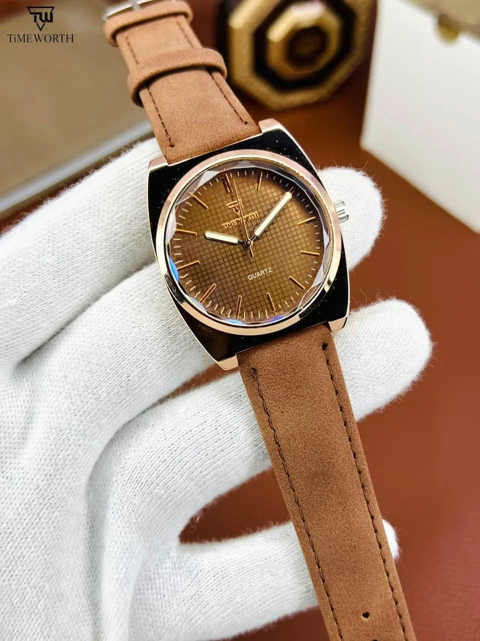 TimeWorth Men’s Cushion Case Quartz Watch