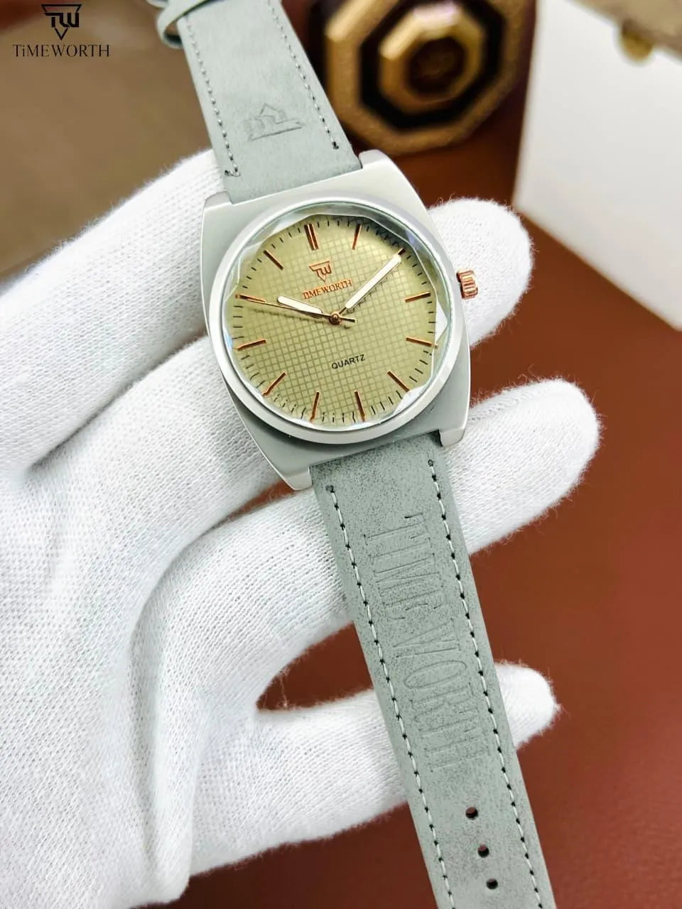 TimeWorth Men’s Cushion Case Quartz Watch