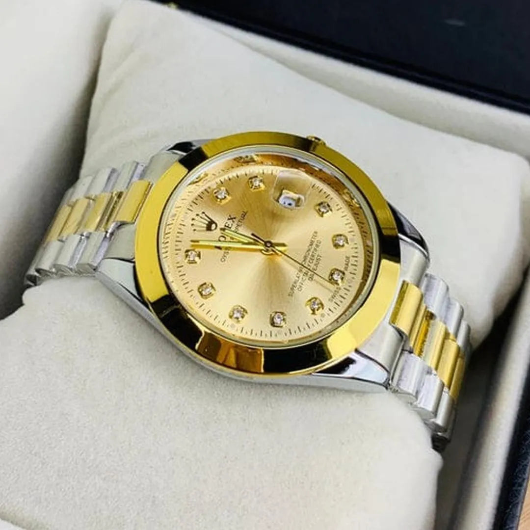 Men's Luxury Gold & Silver Chain Watch