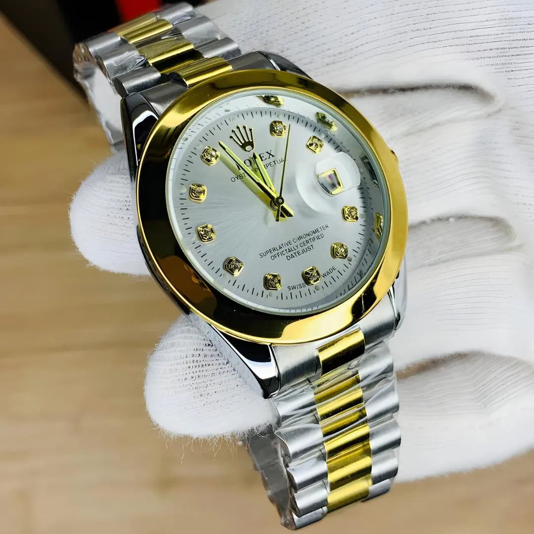 Men's Luxury Gold & Silver Chain Watch