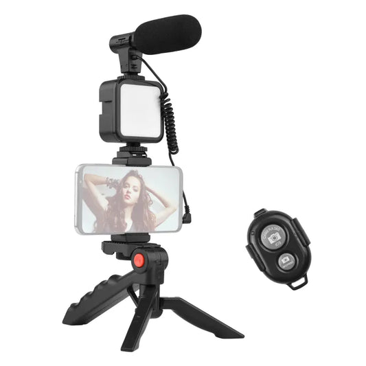 Ay-49 Vlogger Video Making Kits Vlog Microphone Led Fill Light Mini Tripod Mobile Holder
