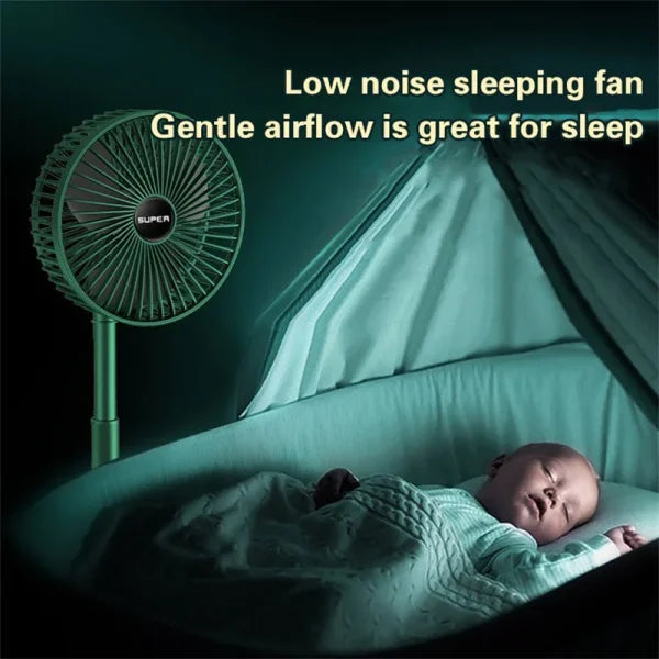 Telescopic Folding Fan, Mini Electric Desktop Fan, Portable Summer Rechargeable Fan, Multifunctional Adjustable Table Fan, Silent Table Top Personal Fan, Super Mobile Stand Folding Fan
