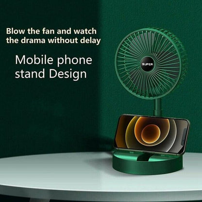 Telescopic Folding Fan, Mini Electric Desktop Fan, Portable Summer Rechargeable Fan, Multifunctional Adjustable Table Fan, Silent Table Top Personal Fan, Super Mobile Stand Folding Fan